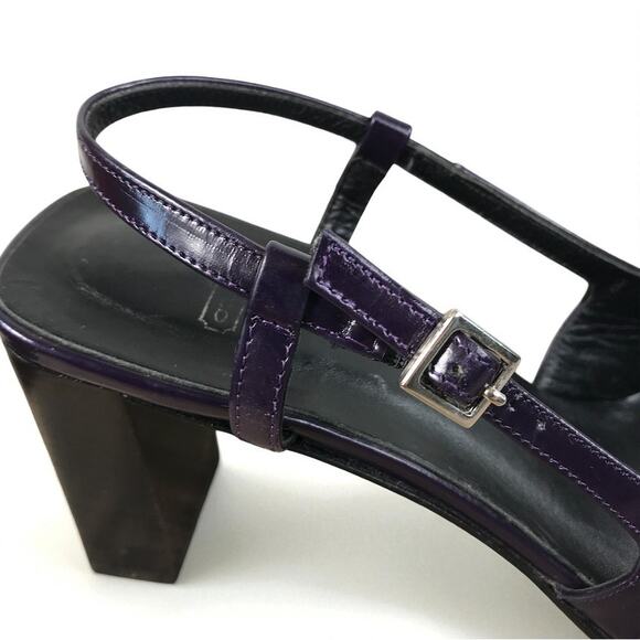 COACH VTG Italian Leather Slingback Pump Heels Sz 8 B Black/Plum Party Rare Y2K - Picture 6 of 11